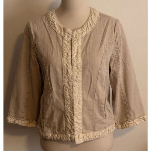 Women's Dressbarn Beige & White Striped Blazer Jacket L